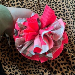 B33 Small Shop Jumbo Shredded Headwrap— Neon Pink and Floral